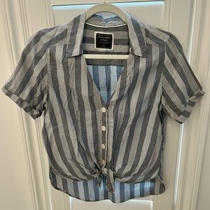 A&F striped button-up shirt